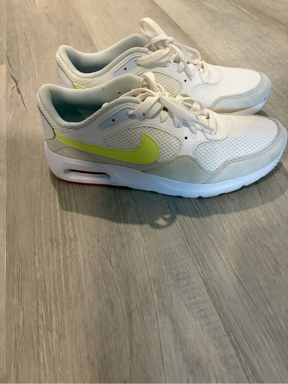 Nike White Sneakers with Neon Yellow Swoosh - Picture 4 of 4